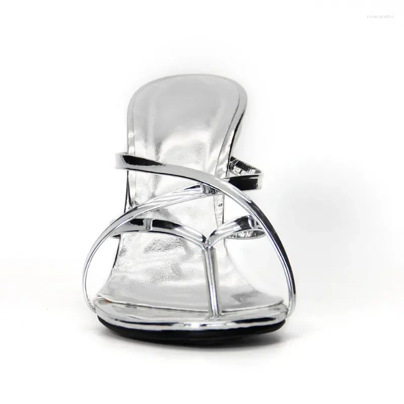 Sandals Concise Tiger Tooth Shaped Heel Women's High-heeled Slippers European American Fashion Shows Alien Slope 41