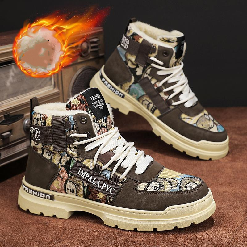 boots men 2023 New Slippers Warm Shoes Waterproof Non-Slip Plush Male tenis shoes Boots Men Sneakers Winter c12f