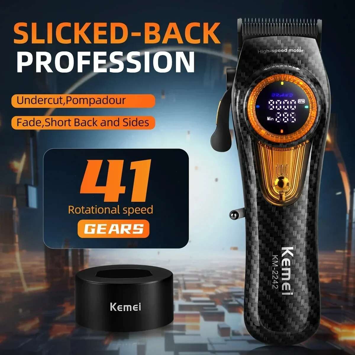 Clipper Professional Hair Trimmer 9000 RPM Haircut Electric Brushless Motor Barber hine for Men KM-2242