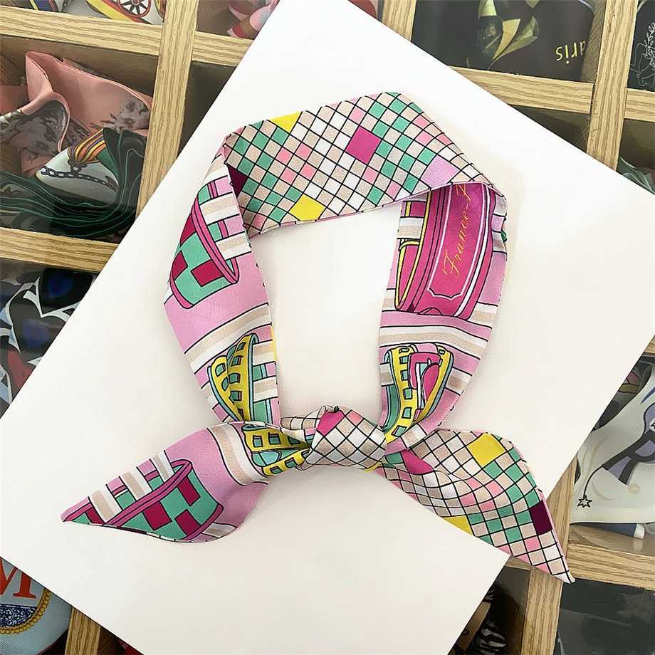 New design plain tight spring scarf womens luxury brand bag scarf summer collar scarf womens silk scarf W250107