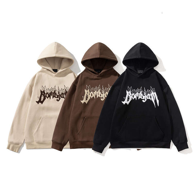 American style new hooded sweatshirt for spring and autumn, towel with embroidered letters, loose casual trendy jacket