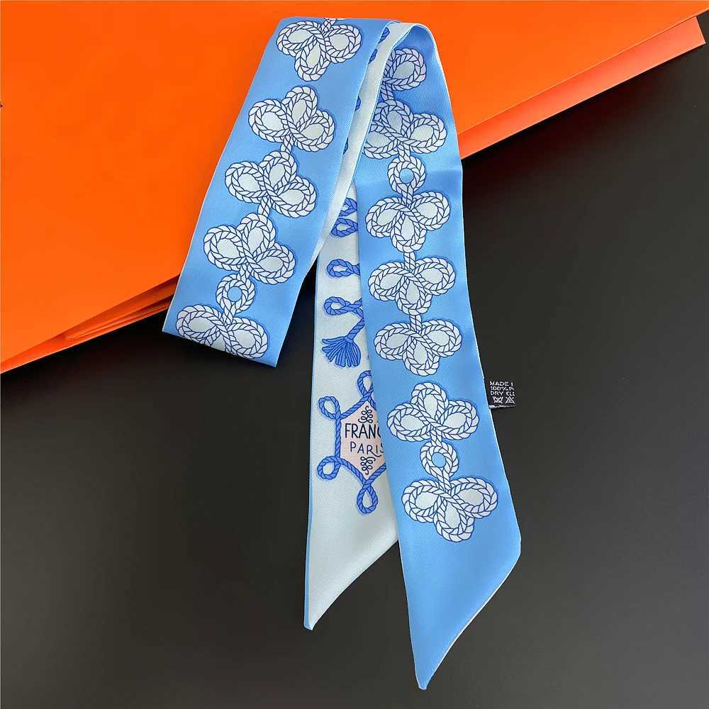 Knot Print Summer Scarf 2024 Luxury Brand Design Womens Tight Bag Scarf Hairband Neck Silk Scarf W250107