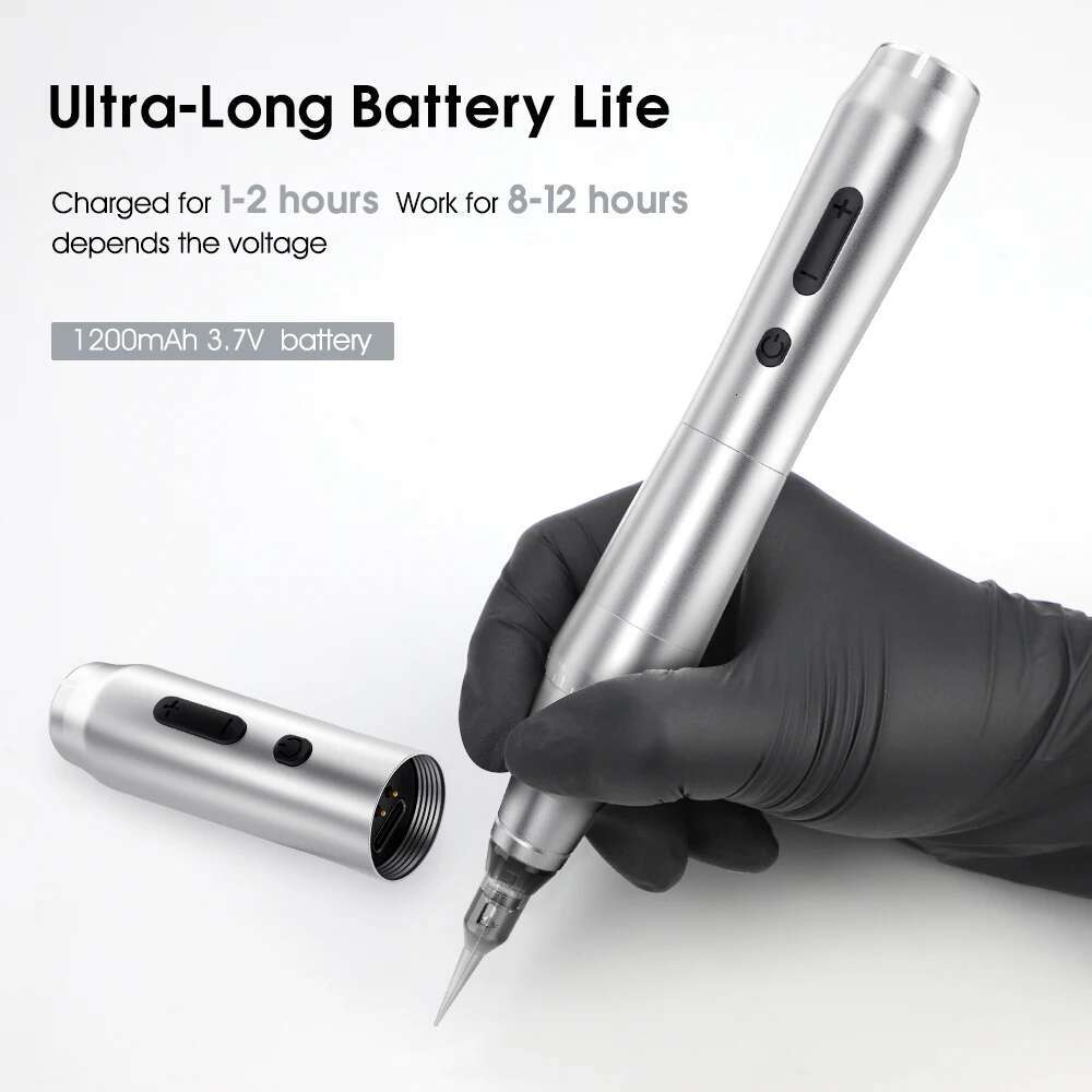 New Wireless hine Rotary Tattoo Pen Original German Motor Power Battery 1200mAh Fast Charge Stroke 3.5mm