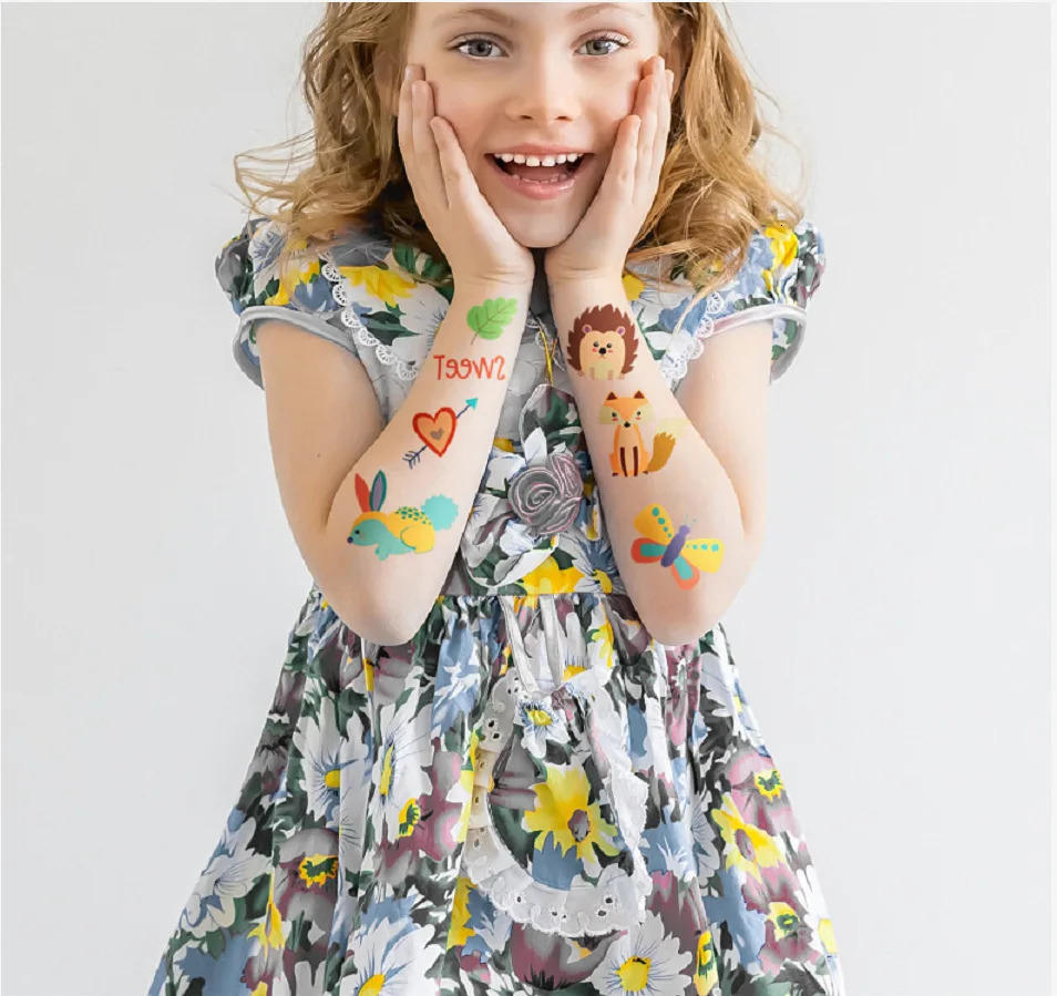 10pcs Children Cute Temporary Tattoo Sticker Princess Girl Boy Cartoon Dinosaur Car Ocean Watch Waterproof 241230