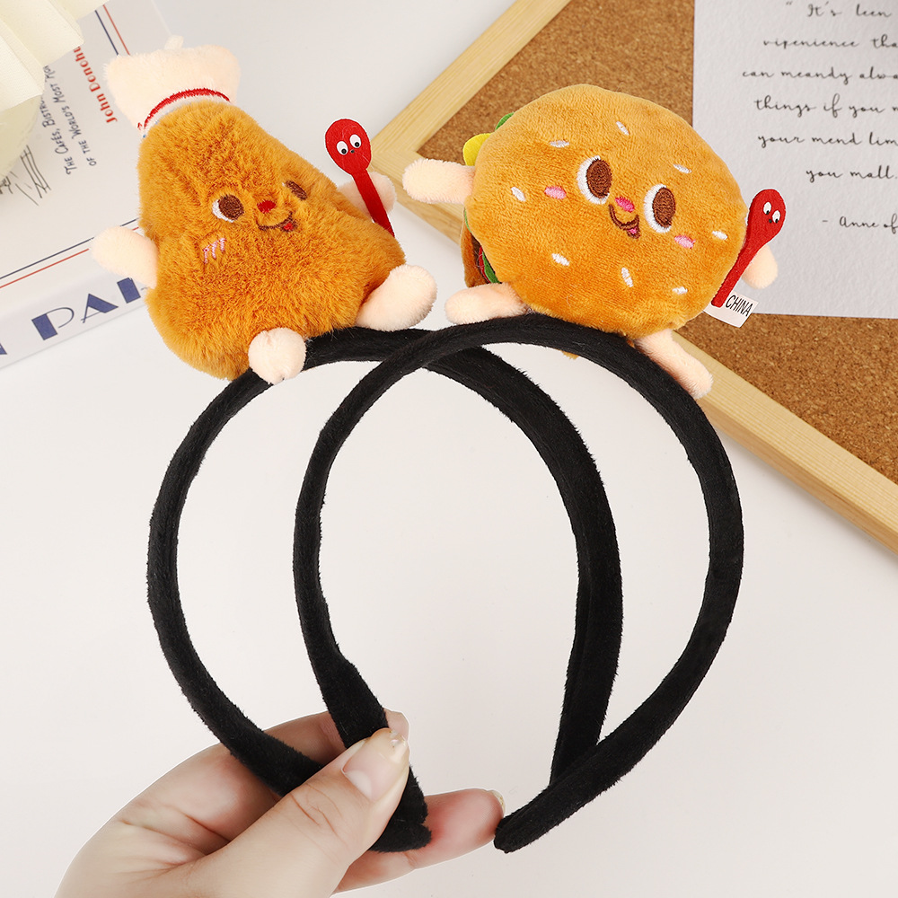 Creative super cute hair bands cute simulation burger fries hair bands internet famous activities photography funny children's hair accessories w