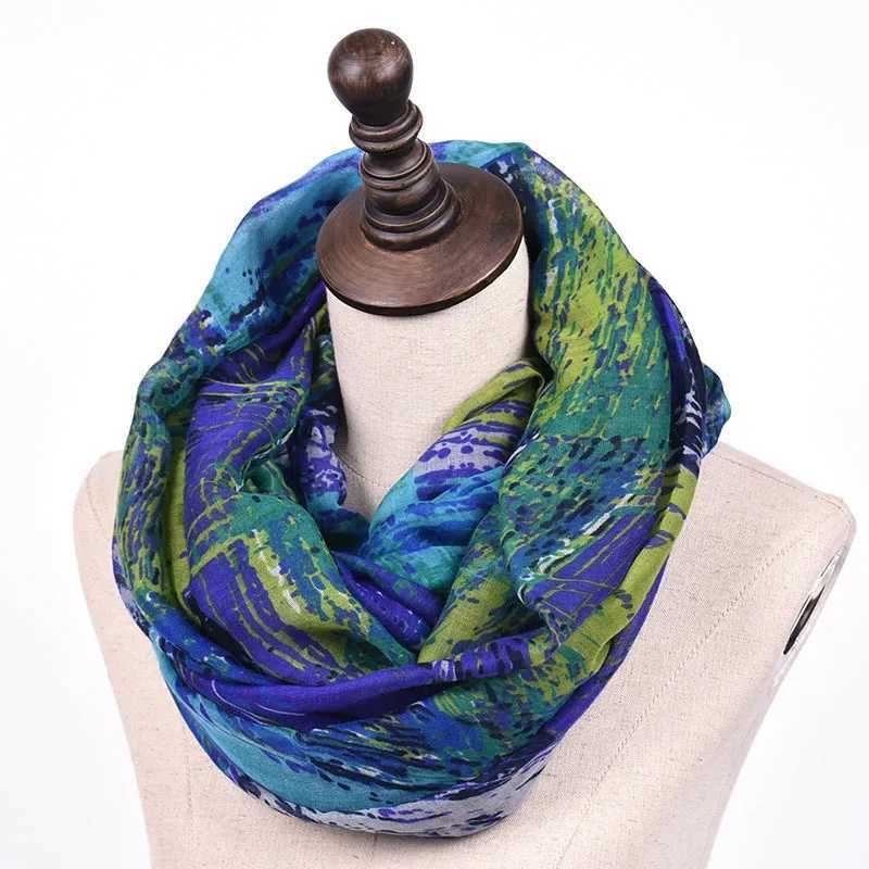 2023 Winter Womens Unlimited Scarf Round Neck Ring Scarf Fashion Printed Ring Scarf Snood Wrap Shawl Warm Collar W250107