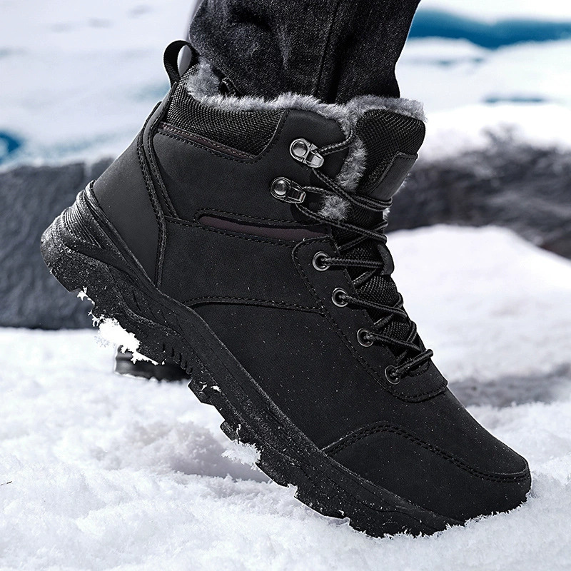 Ddmyoutdoor China Domestic Super Winter Snow With Fur Plus Size Hiking Boots Non Slip Outdoor Sneakers Men High Top Warm Shoes