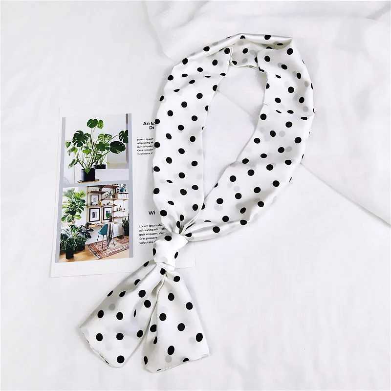 Womens polka dot printed handbag hair cap womens business suit small ribbon tie headband handle headband narrow scarf silk W250107