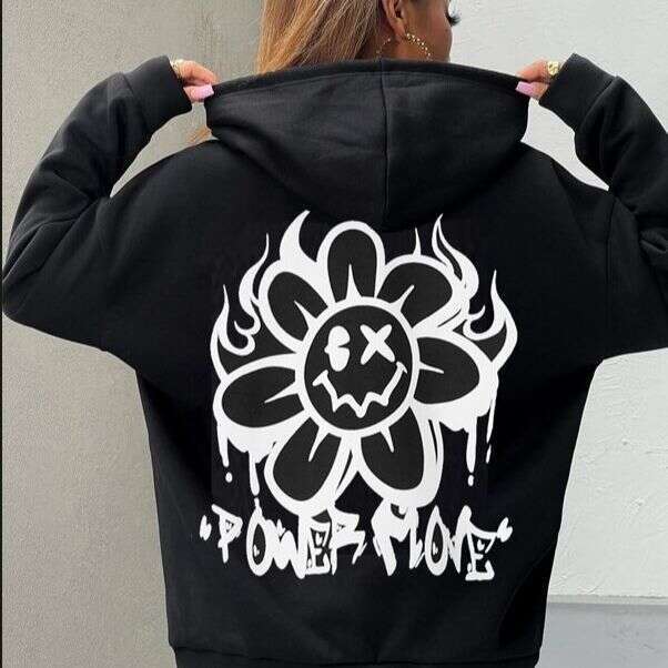 New trend long sleeved top, American anime printed cardigan, hooded hoodie for girls, street trendsetter