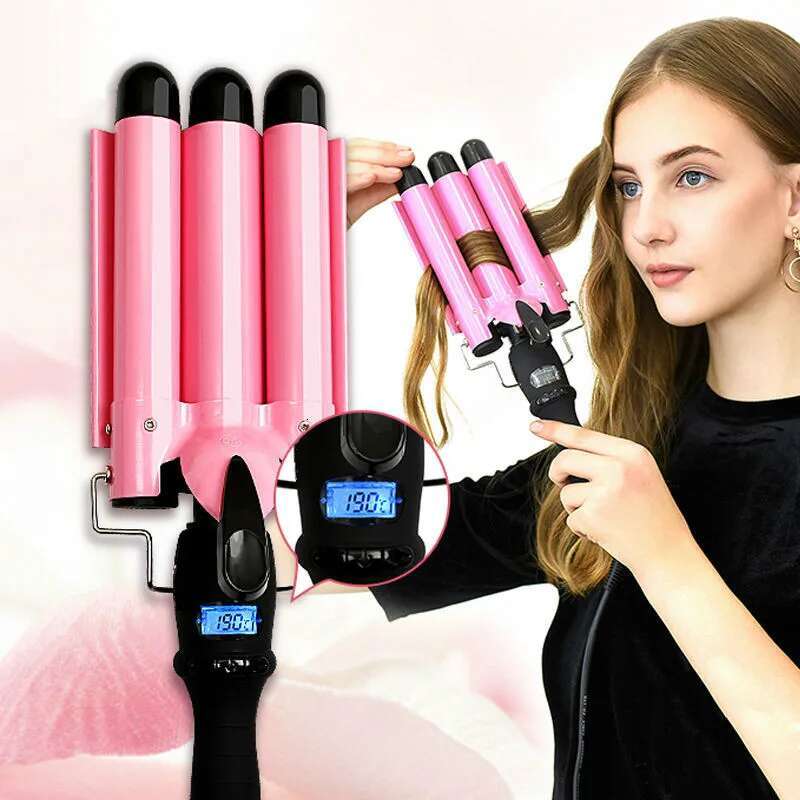 Professional Waver Wand LCD Display Ceramic Curler Wave Curly Hair Styler Curg Iron for Women 5 Types Tool