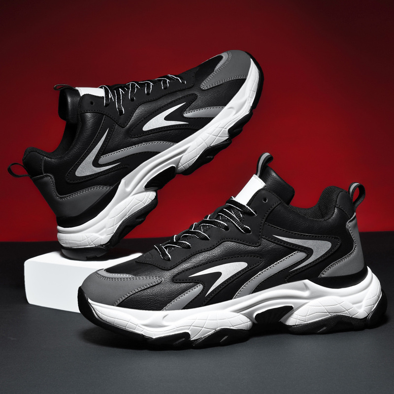 Autumn fashion shoes student sports training shoes boy daddy shoes leather shoes large size sports shoes spot wholesale 39-48