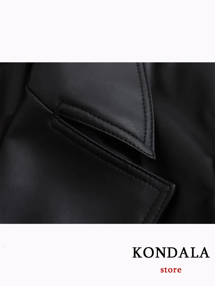 KONDALA Vintage Chic Women Leather Jackets Solid Belt ONeck Warm Coats Fashion 2023 Autumn Winter Female Outwears 250103