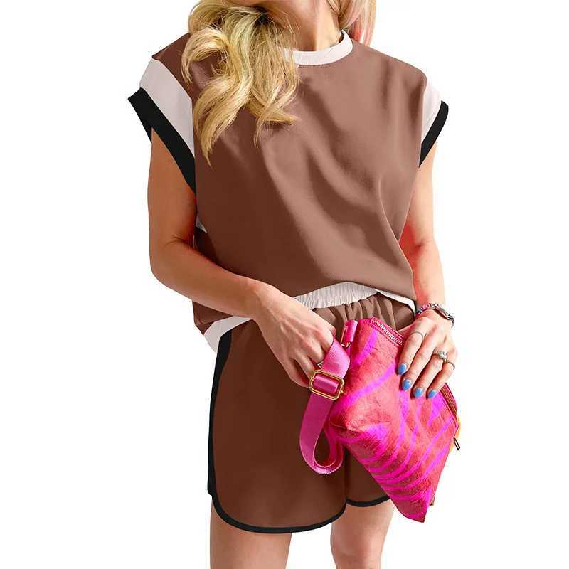 2025 summer new two-piece set Europe and the United States trend all loose head round neck casual suitXJ250106