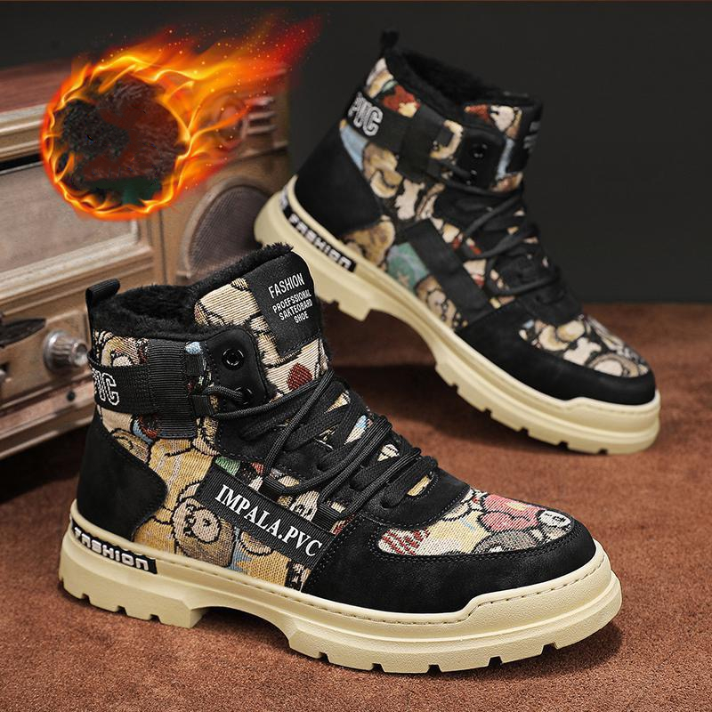 boots men 2023 New Slippers Warm Shoes Waterproof Non-Slip Plush Male tenis shoes Boots Men Sneakers Winter c12f