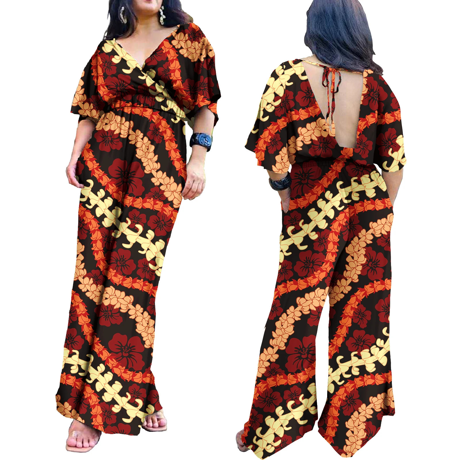 y Polynesian Elei Tribal n Womens Oversize Jumpsuit Custom Casual Suspenders WideLeg Fitness Print Rompers 250103