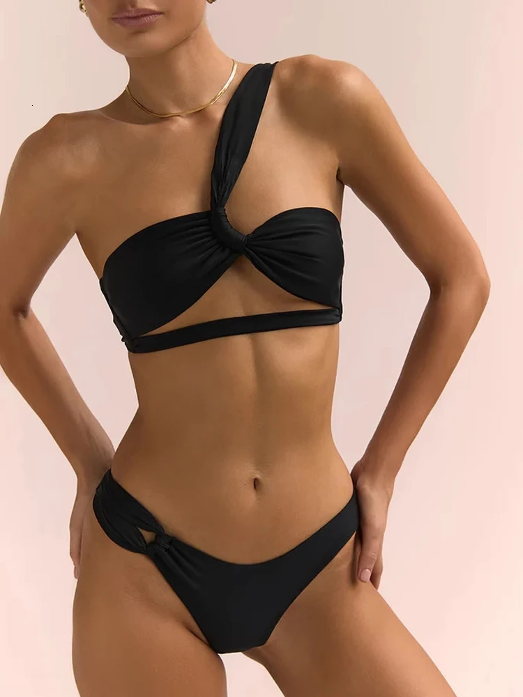 Sexy Womens 3 Piece Swimsuit Solid Color Back Bandage Bikini Set Female Bathing Suit with Twisted Cover UP Skirt Swimwear 250107
