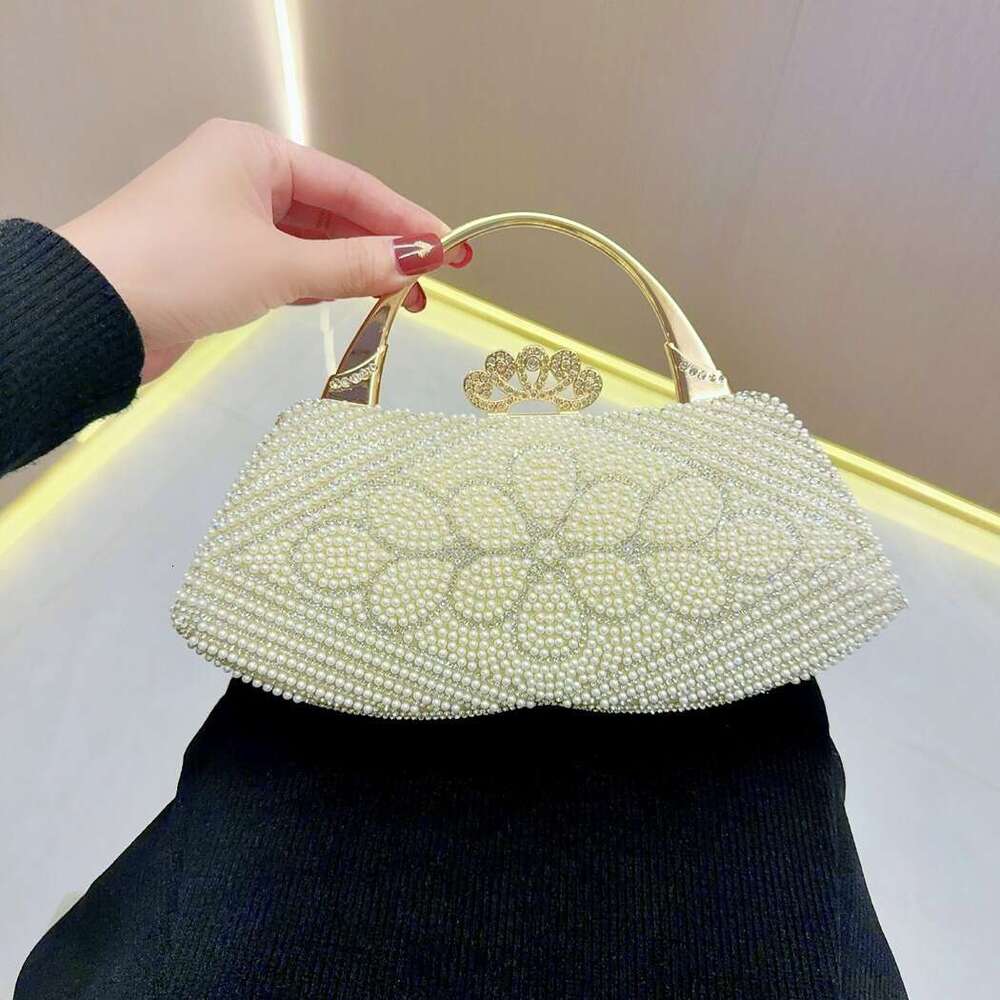 New European And American Retro Pearl Inlaid Dia Handbag, Rhie Women's Bag, Diagonal Cross Banquet Bags