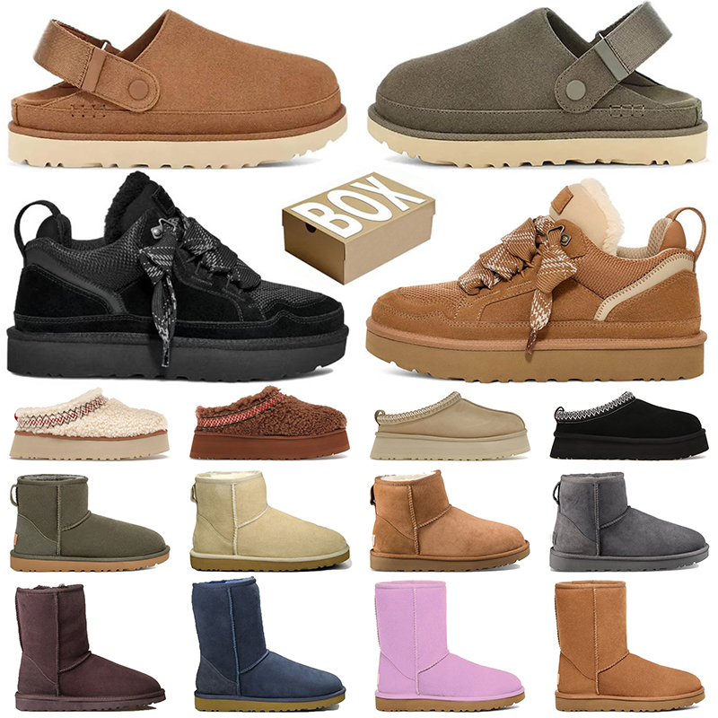 With Box Designer Womens Boots Tasman Tazz Slippers goldenstar lowmel Platform Shoes Fur Slides Chestnut Australia Sheepskin Winter Bailey Bow Booties Footwear