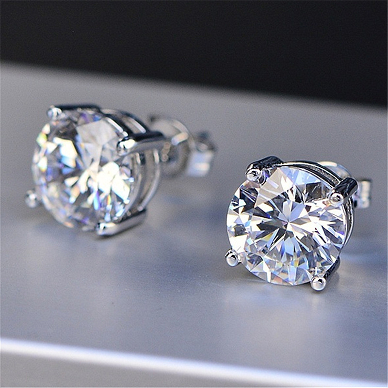 2025 Top Sell Classical 4 Claw Stud Earrings Simple Fine Jewelry Real 100% 925 Sterling Silver Round Cut White Moissanite Diamond Party Elegant Women 