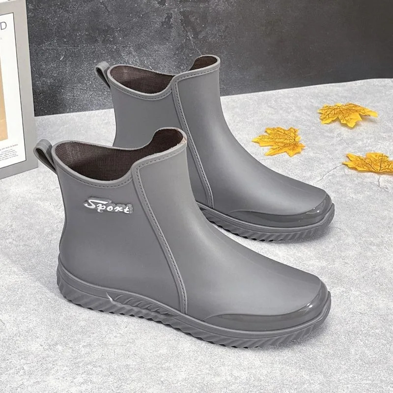 Rain Boots for Men Waterproof Short-tube Non-slip Wear-resistant Casual Fishing Rubber Boots Camping and Stain-resistant Shoes 250106