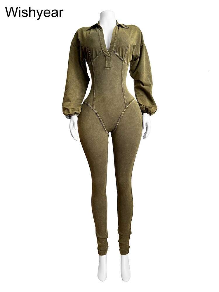 Elegant Autumn Pink Jumpsuits For Women Street Long Sleeve Lapel Bodycon Sexy Sporty Rompers Casual Skinny One Pieces Overall