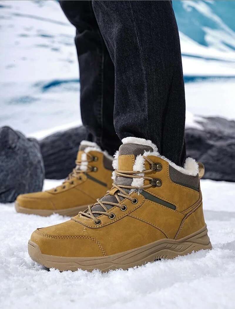 Ddmyoutdoor China Domestic Super Winter Snow With Fur Plus Size Hiking Boots Non Slip Outdoor Sneakers Men High Top Warm Shoes