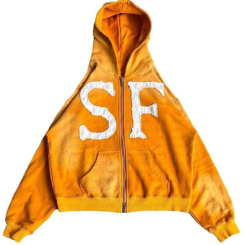 Fashion New Embroidered Jacket Men's and Women's Casual Loose Hooded Cardigan Sweatshirt