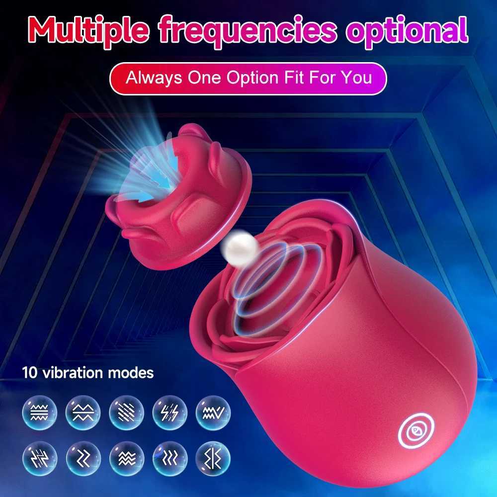 Rose Flower 2 In 1 Detachable Vibrator Sucking Beating Nipple Clitoral Stimulator Powerful G-spot Vaginal Vibrator Sex Toys XJ250618