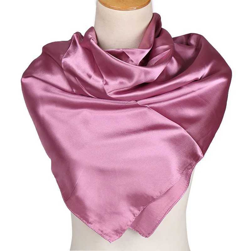 Luxury brand silk scarf womens satin solid color headscarf scarf Muslim Pareo Bandana womens shawl headband Foulard 90 * 90cm W250107