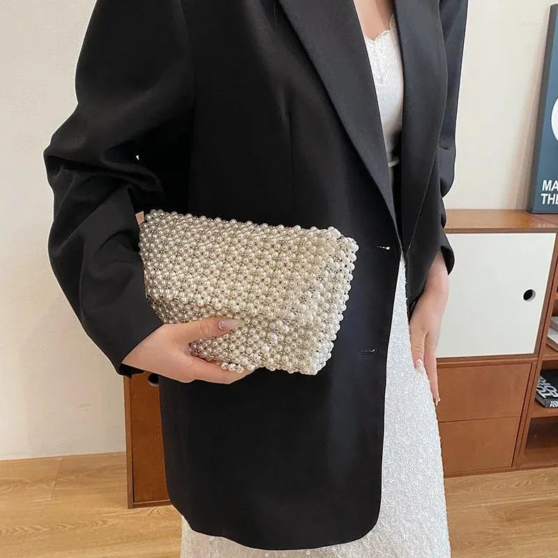Chic Women's Crystal-Embellished Transparent Shoulder Bag with Feminine Pearl Detailing - Versatile Fashion Coin Purse & Cosmetic Case