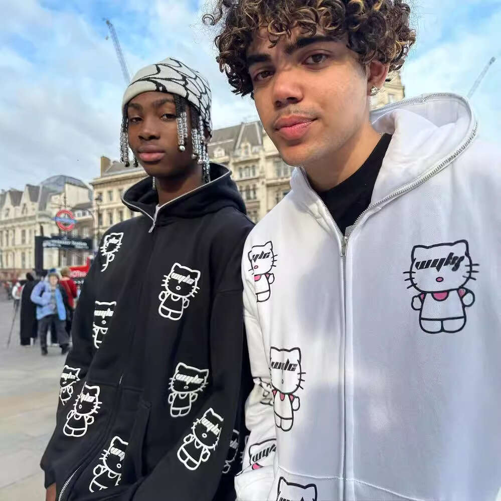 Letter printed trendy brand cardigan jacket with loose zipper hoodie for men and women's sweaters