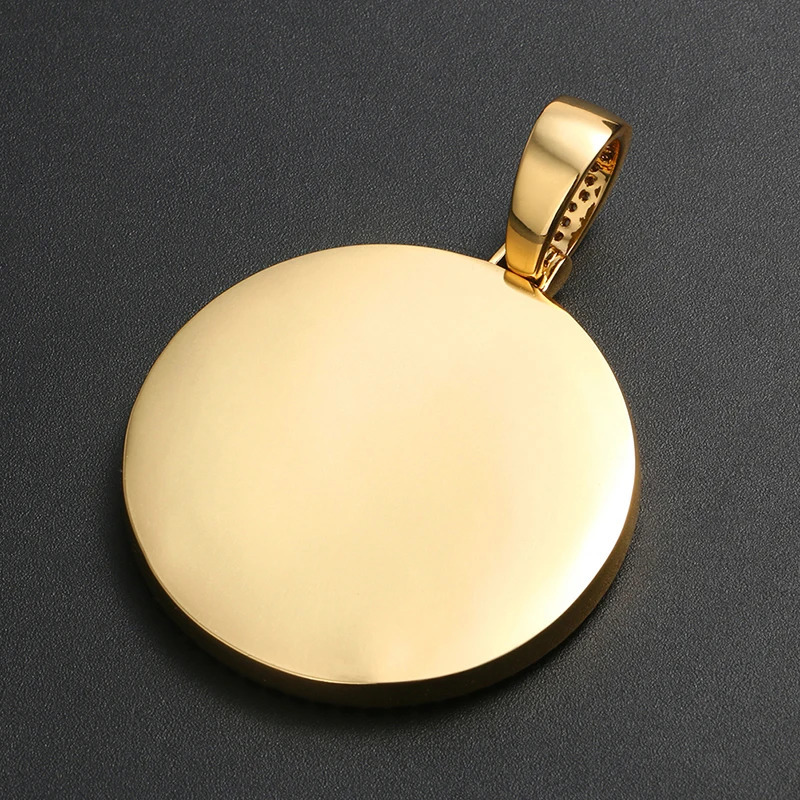 Custom Po Big Size Round Pendant Necklace Personality Mens Cubic Zircon Hip Hop Jewelry 4mm Tennis Chain Gold Silve Gift 250107