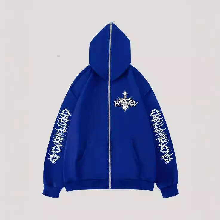 fashion new Y2K loose cardigan long sleeved trendy hoodie zipper