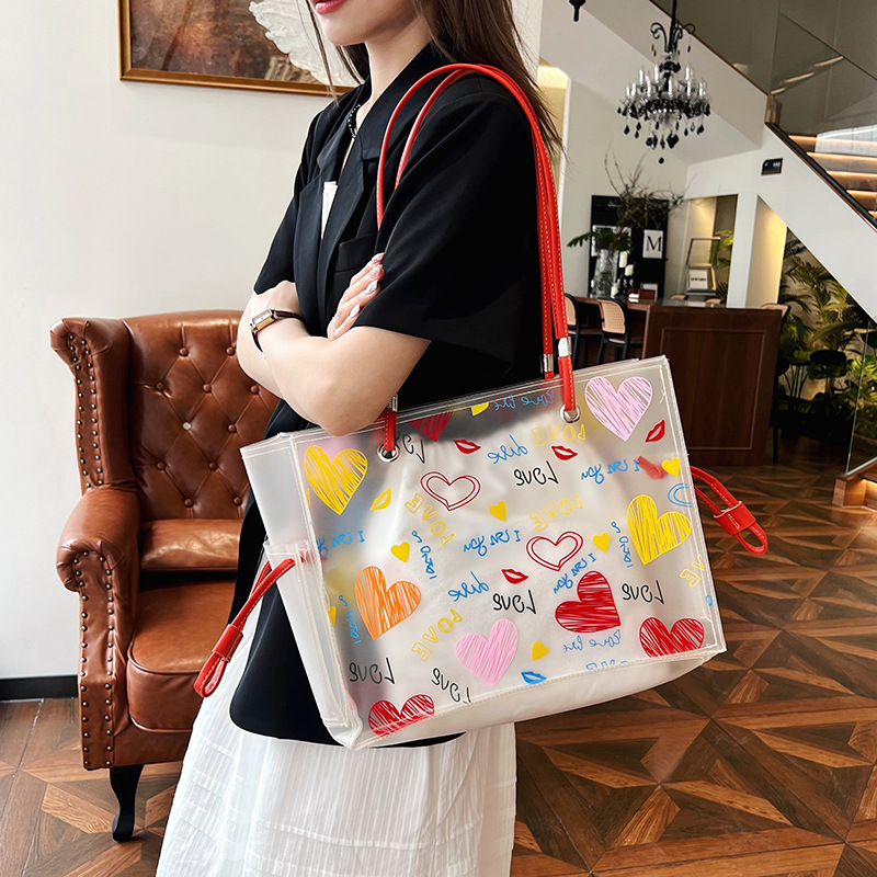 Designer Beach Bags: Stylish Transparent PVC Shoulder Bag - Large Capacity, Lightweight Jelly Tote Handbags Women, Ideal For Summer New Free Delivery 