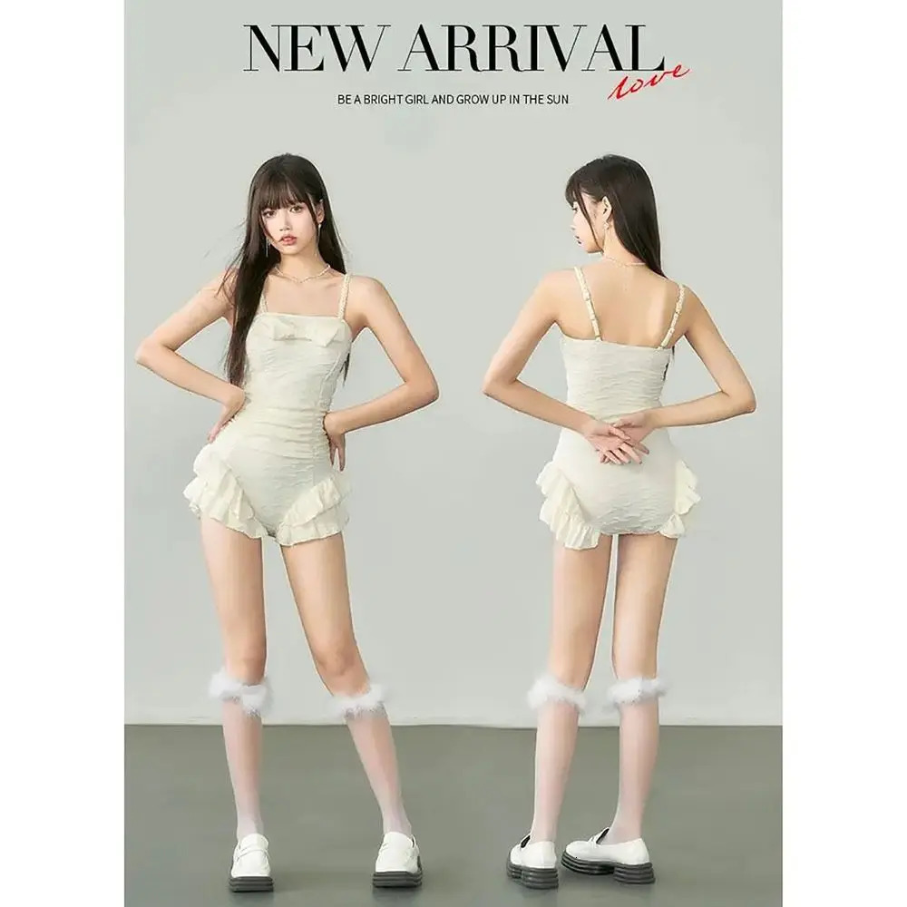 1Pcs One Piece Triangle Ruffle Bathing Suits Beach Holiday High Waist Slim Push Up Swimwear Sweet Cute Summer Swimsuit 250106