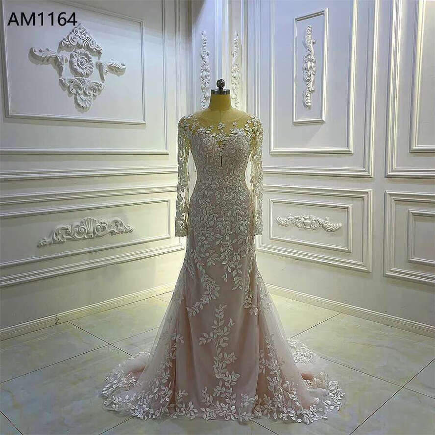 Mermaid Long Sleeve Tiered Skirts Wedding Dress