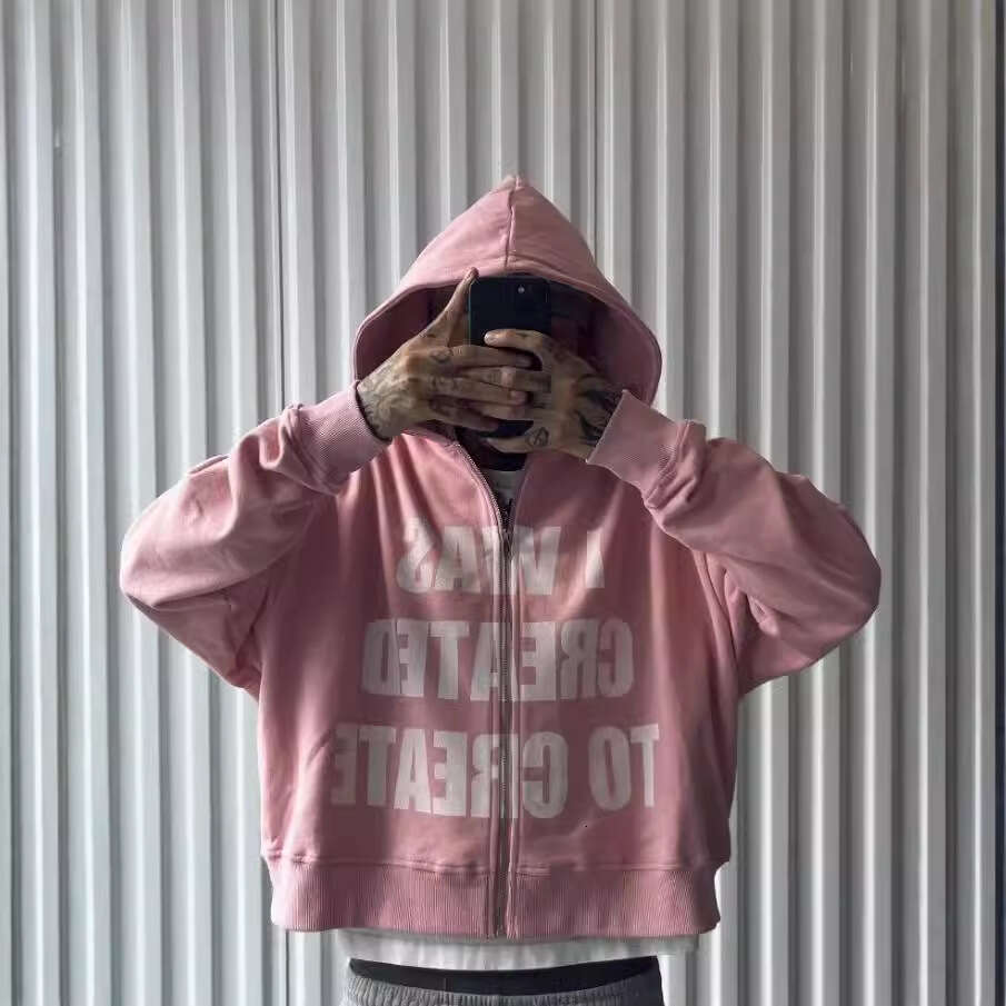 Fashionable letter printed unisex couple hooded cardigan loose zipper hoodie