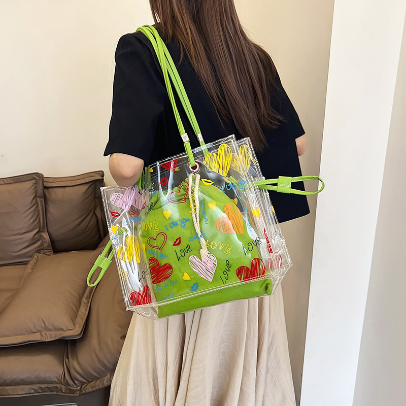 Designer Beach Bags: Stylish Transparent PVC Shoulder Bag - Large Capacity, Lightweight Jelly Tote Handbags Women, Ideal For Summer New Free Delivery 