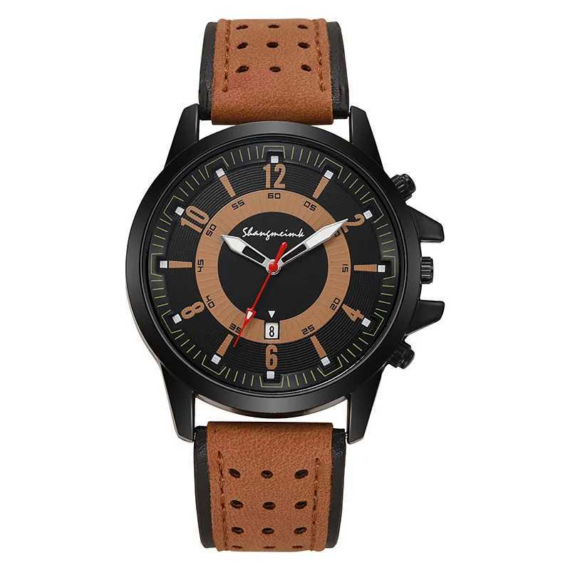 YIKAZE Retro Mens Watches Calendar Military Men Quartz Wristwatch Large Dial PU Leather Strap Bracelet Watch for male StudentX250107