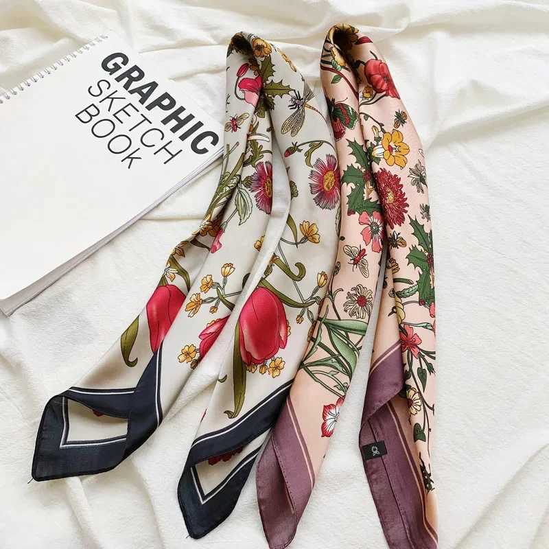 70 * 70cm Fashion Handle Head and Neck Scarf Suitable for Women Small Shawl Satin Hair Scarf Womens Square Headband Bandana Headband W250107
