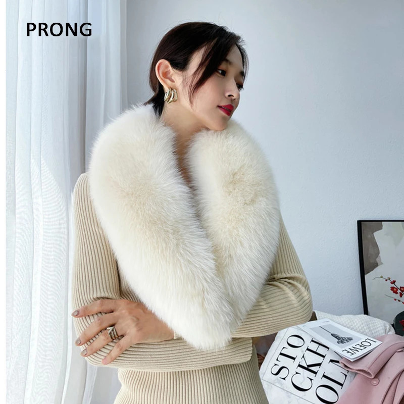 Real Fox Fur Collar For Women Men Coat Jacket Shawl Wraps Winter Warm Fur Collar Large Size Neck Warmer Fur Scarf Shawls 250106