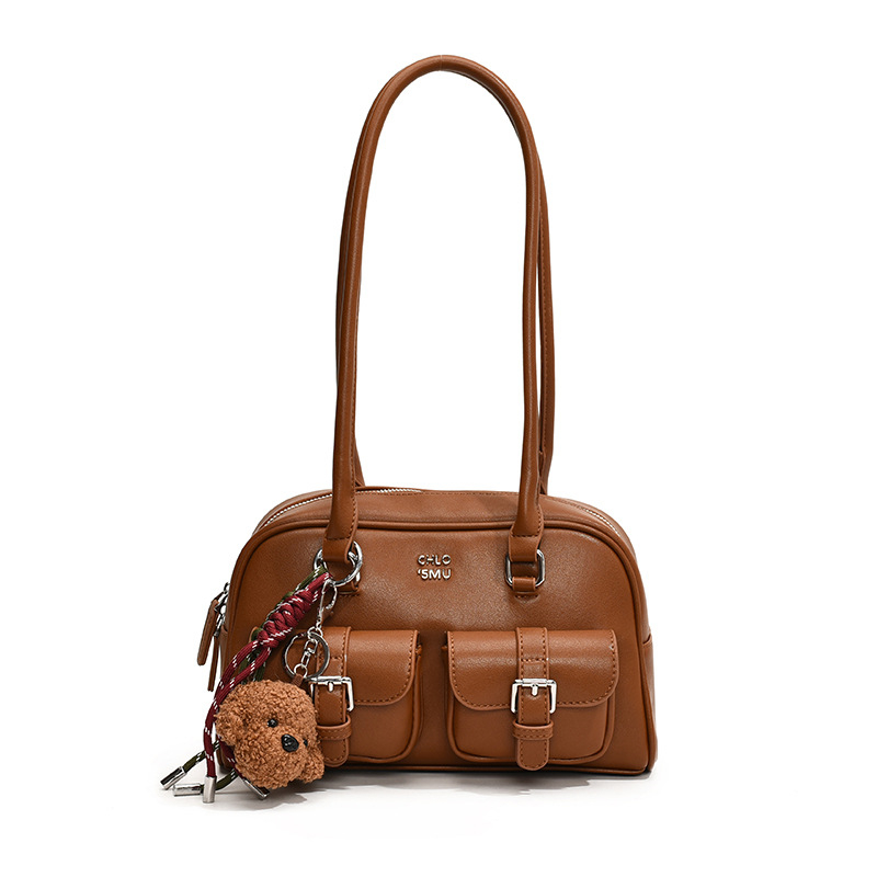 Single Shoulder Bag For Women - Vintage Solid Color Casual Tote, Brown Leather, Free Shipping New Free Delivery Designer Bag