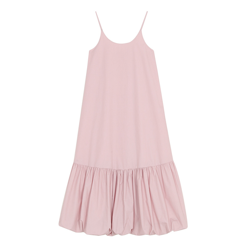 CX576 Summer French holiday style flower bud suspender dress women's mid-length bottoming skirt
