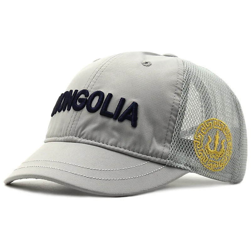 Mens short Brim baseball cap casual small Brim mesh breathable cap Mongolian letter snap cap 250106
