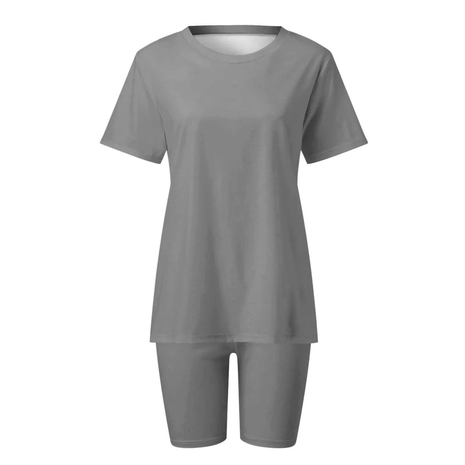 Women Half Sve T-shirt Top Shorts Belt Homewear Two Pieces Suit Leisure Set Bodycon Shorts Bottom Suit Two Piece Sets OutfitXJ250106