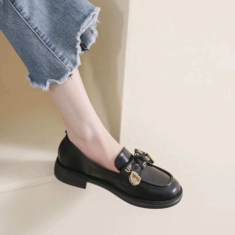 Women Girl Lolita JK Uniform Pump Cute Mary Jane Low heel 3cm bow Casual Loafers Pu Leather Slip on Flat Moccasins Shoes A26-44