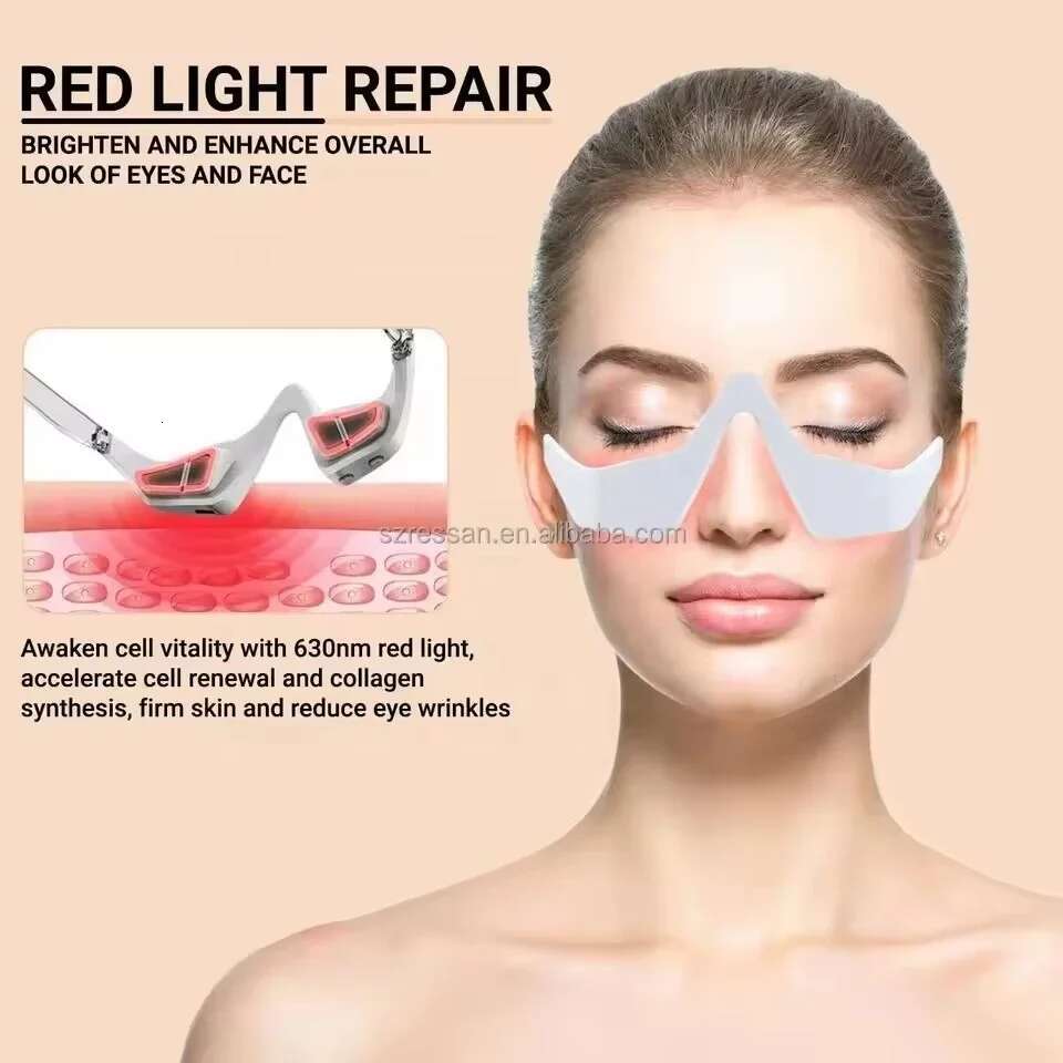 Under-eye Red Light Therapy Massager, Microcurrent Facial Beauty Device Massager Reduce Dark Circles Relax Eye Fatigue