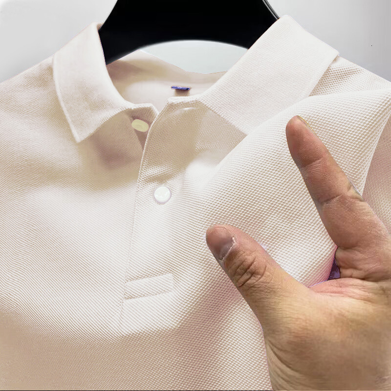 Mens polo shirt T-shirt short sleeved summer solid color high-end business casual lapel mens half sleeved T-shirt mens