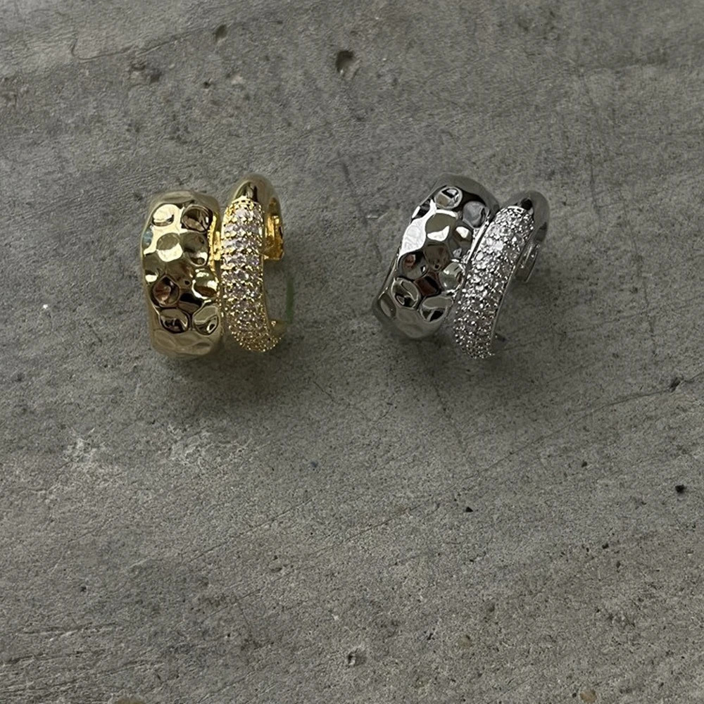 Hoops Ear Cuff Earrings Clip Women Glossy Shiny Rhinestone Cristal Korean Fashion Boho Jewelry Accessories Stainless Steel 250103