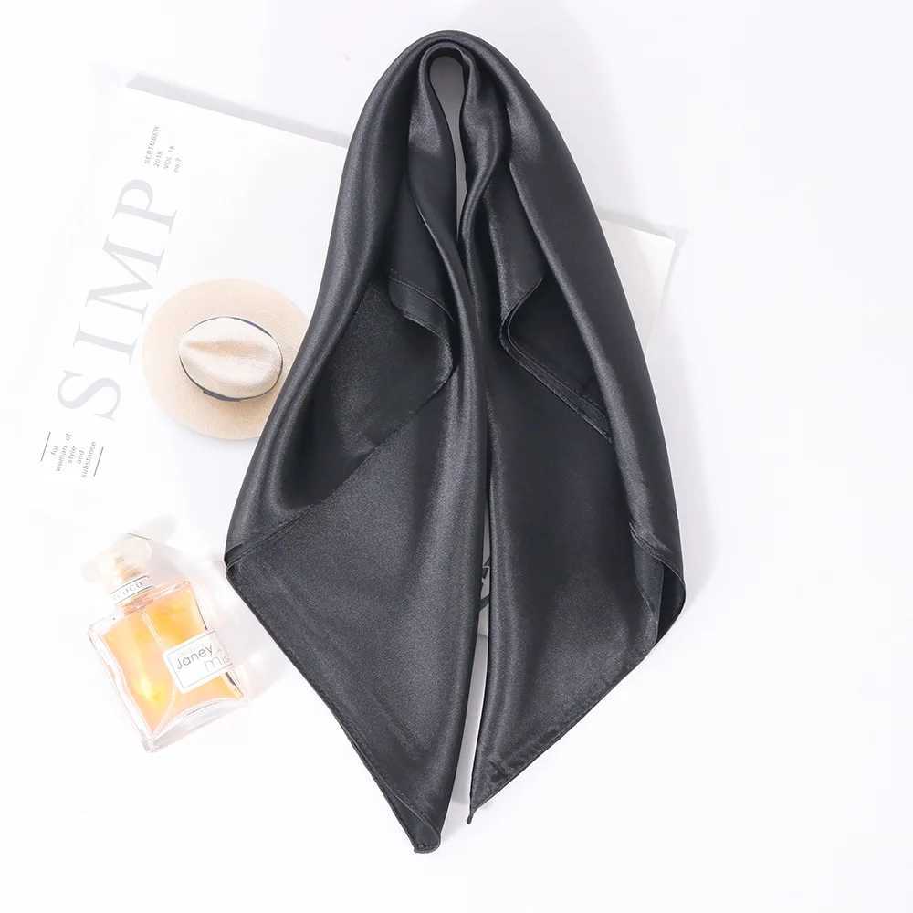 Fashion solid color small silk square scarf 60 * 60cm headband hair clip womens headband satin scarf W250107